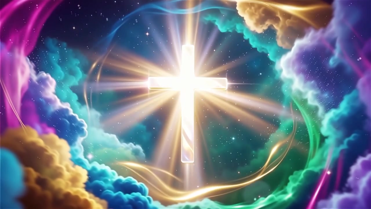 Christian Cross Heavenly Light Worship Background