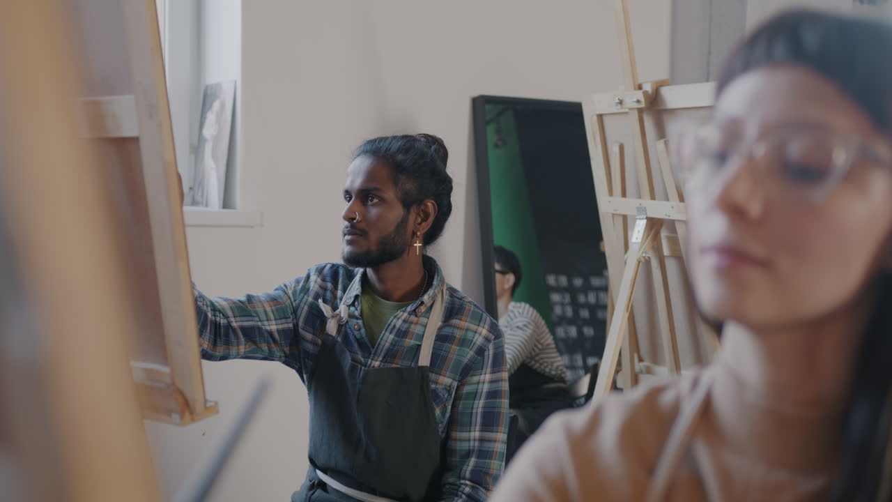 Art Students Painting in Studio