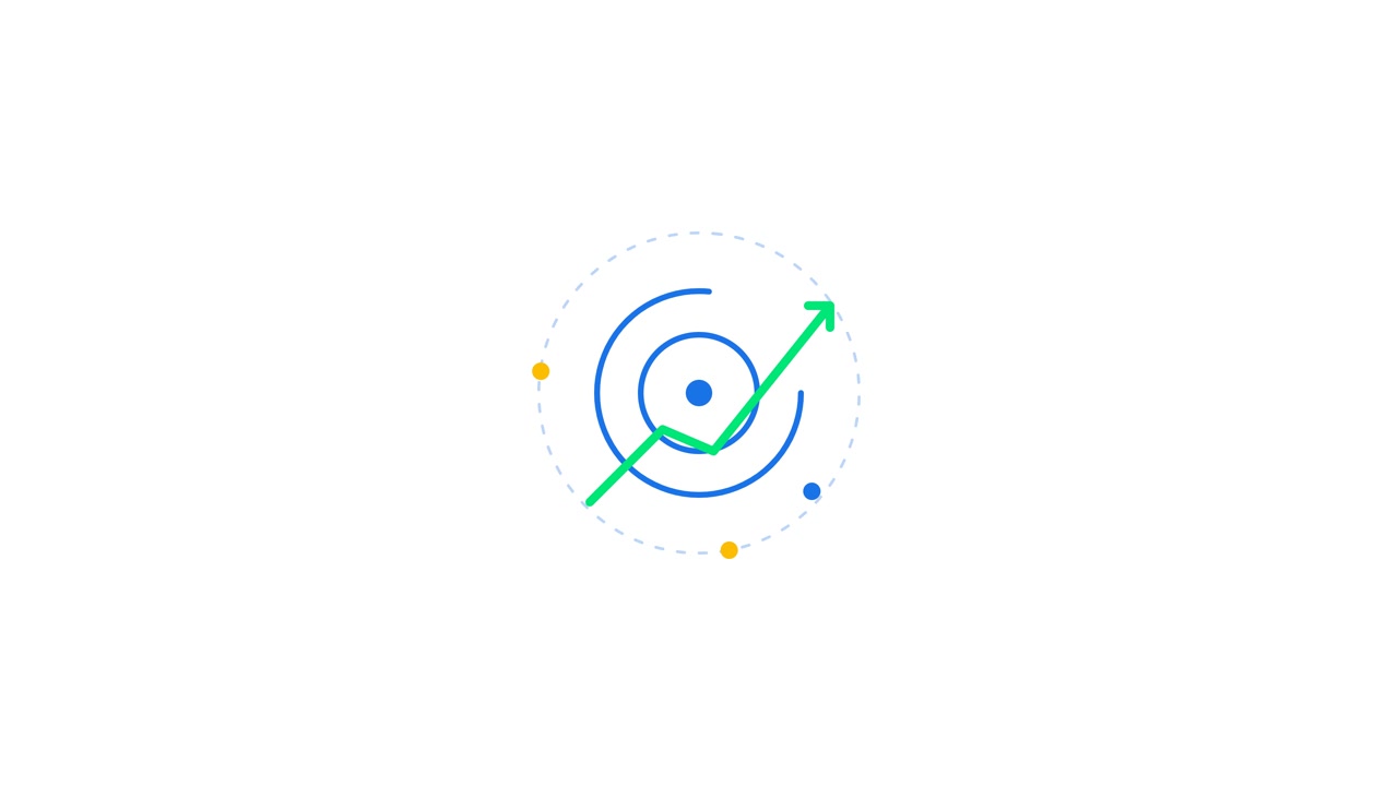 Icône animée de graphique de croissance avec symbole de cible