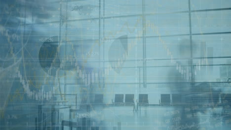 animación del procesamiento de datos financieros en una oficina ocupada