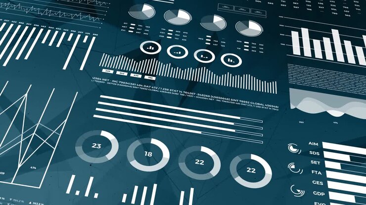 Data and report statistics, animation with graph diagrams.