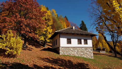 Autumn scenery with a traditional house