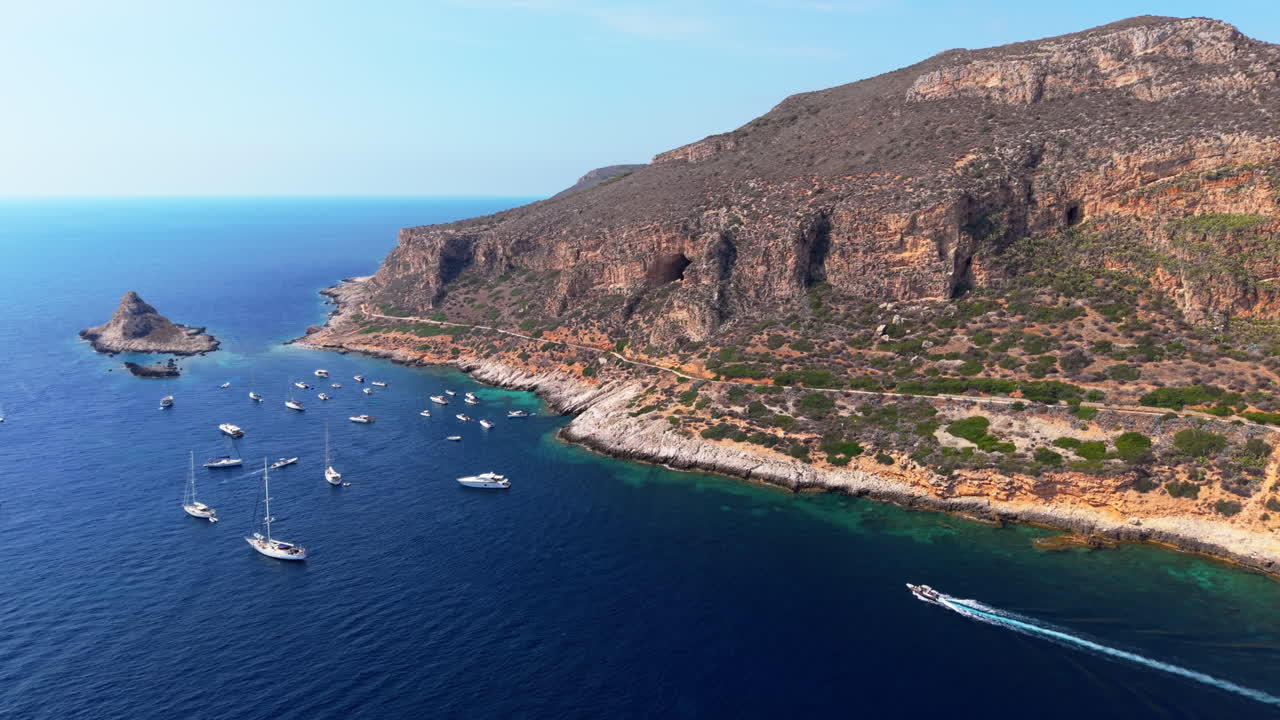Coastal Scenery with Boats and Cliffs