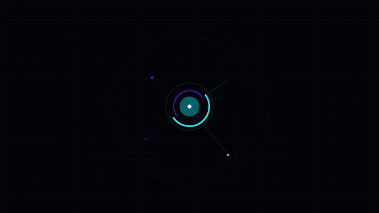 Abstract Digital HUD Interface with Rotating Circular Elements