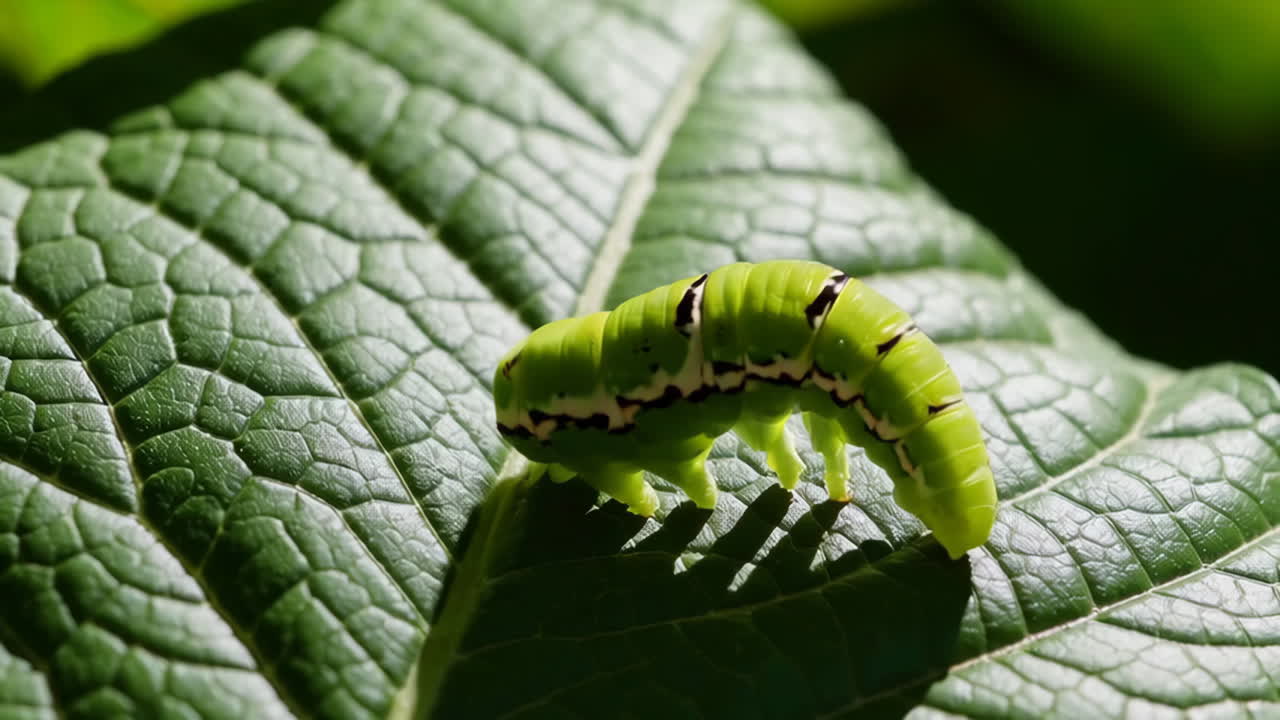 잎에 녹색 애벌레