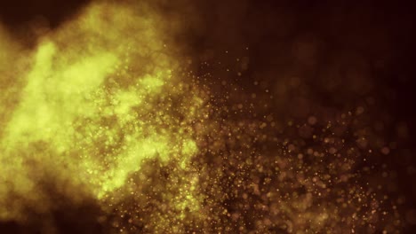 abstract particle wave bokeh background golden particles flow with shallow depth of field