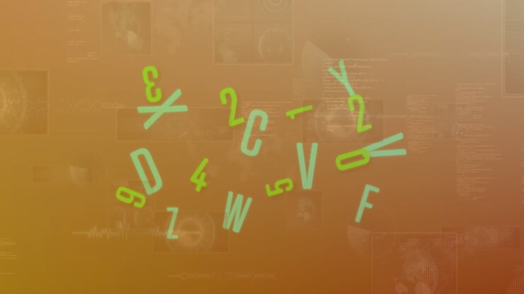 Animation of changing numbers and alphabets against data processing against gradient background