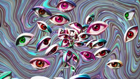 ojos flotantes en un remolino psicodélico
