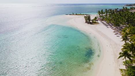 Aerial-drone-shot-of-tropical-beach