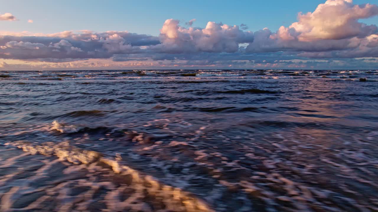 Stunning aerial view of the Baltic Sea coastline in Latvia at sunset