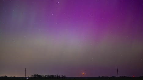 Sterne-Der-Milchstraße-Und-Nordlichter-Am-Nachthimmel,-Zeitraffer