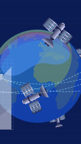 Animación-Del-Procesamiento-De-Datos-Y-Del-Globo-Sobre-Fondo-Azul