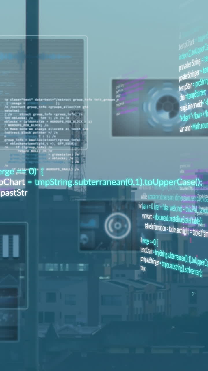 animación del procesamiento de datos sobre el paisaje urbano