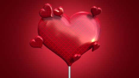 Animation-closeup-motion-big-romantic-heart-and-small-hearts-on-red-Valentines-day-shiny-background-1