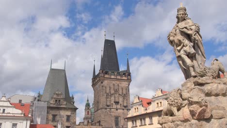 historic towers and statue in prague
