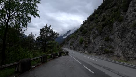 view of an empty mountain route in the swiss alps in spring