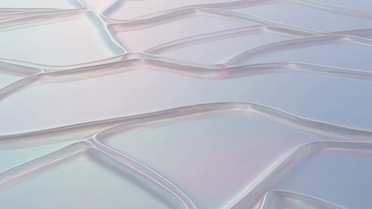 Shifting camera revealing sheer iridescent tiles during macro closeup, highlighting polygonal seams