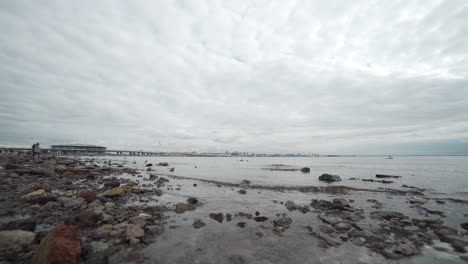 cityscape coastal view with cloudy sky
