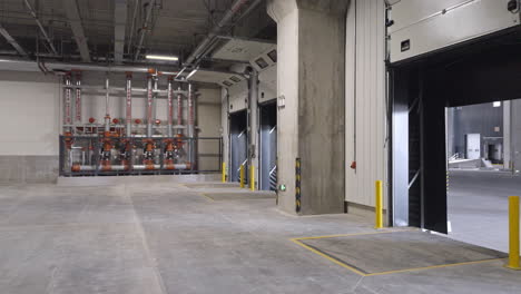 interior of distribution warehouse and loading bays