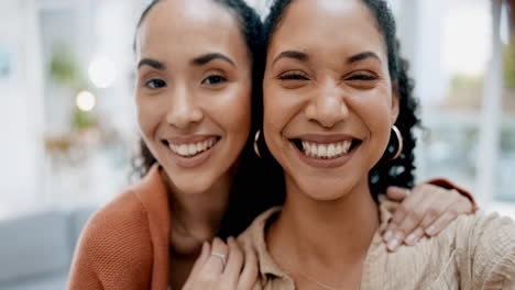 Happy,-selfie-and-portrait-of-friends-on-a-video