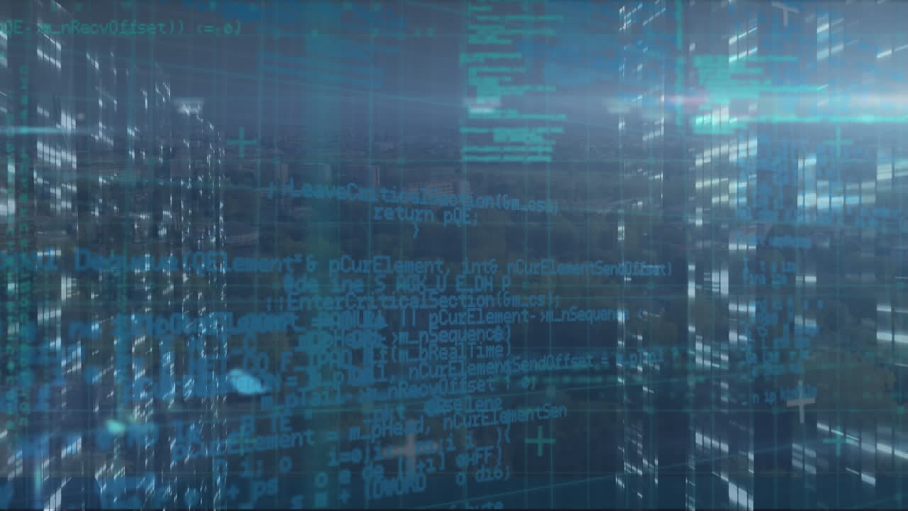 animación del procesamiento de datos a través de servidores informáticos