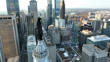 aerial orbit reveal philadelphia skyline