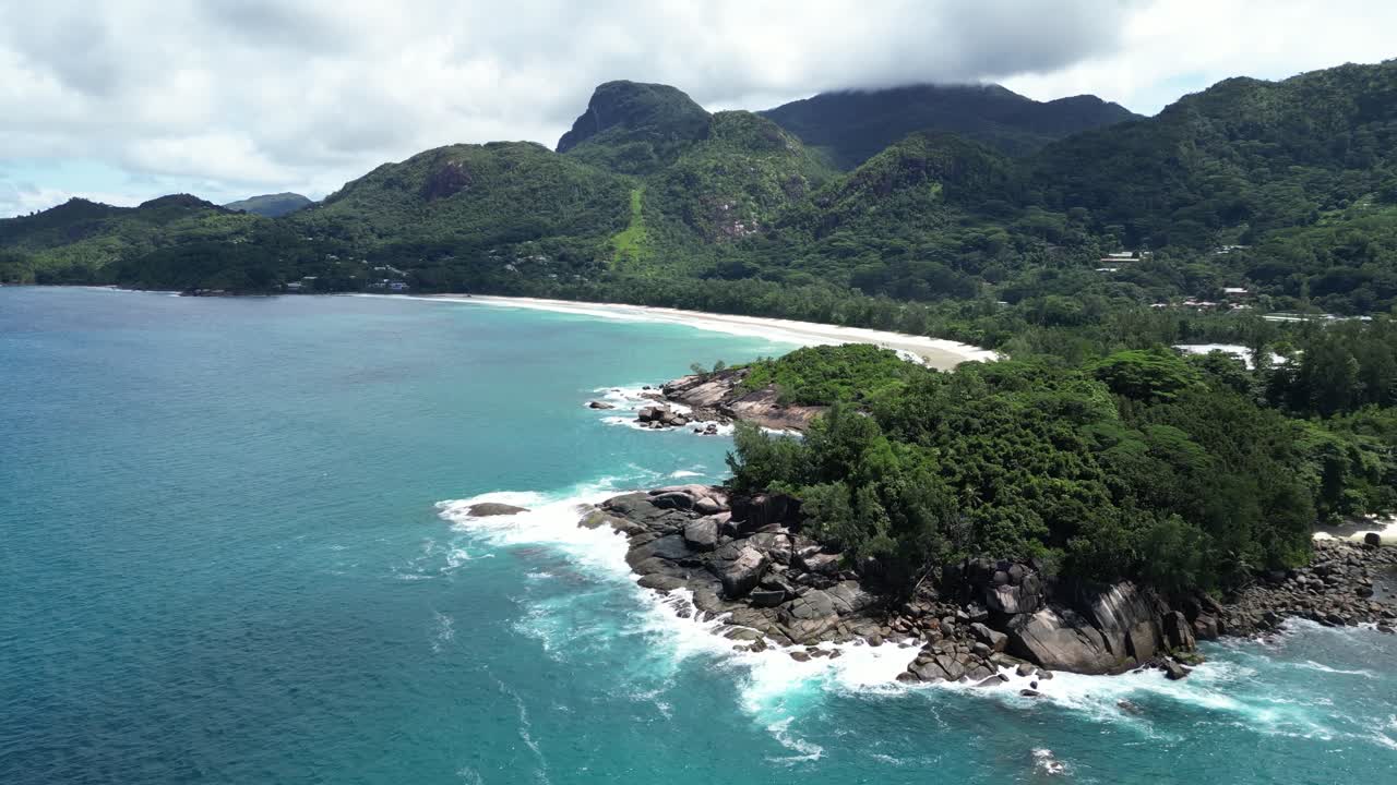 Aerial View of a Tropical Beach in the Seychelles