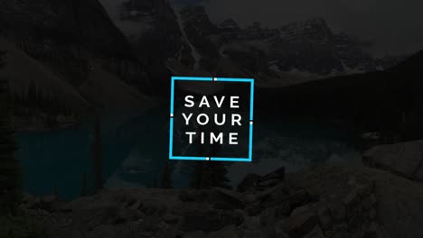 minimalist typography on a majestic mountain lake landscape