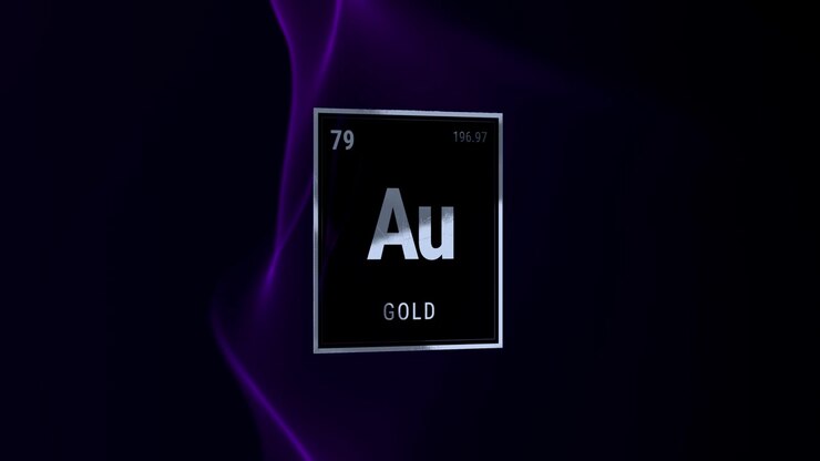 Periodic Table Element Gold Au with Purple Smoke Background