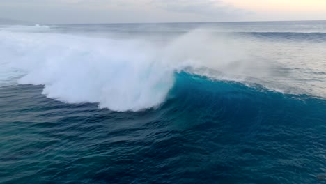 Perfect-barreling-wave-filmed-with-a-drone,-Hermitage-beach-Reunion-island