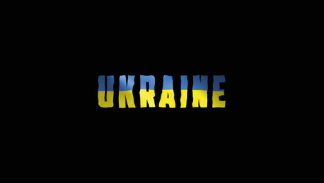 ukraine country wiggle text animation lettering with her waving flag blend in as a texture - black screen background loopable video