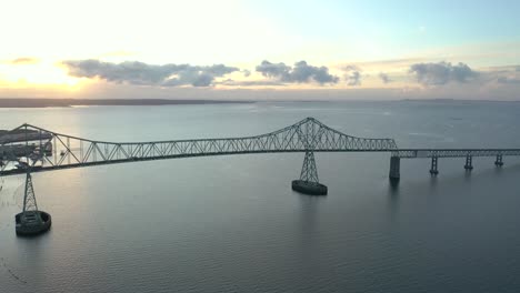 The-Astoria-Megler-Bridge-In-Astoria,-Oregon,-USA,-drone-view