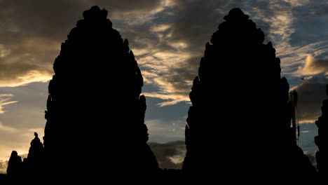 time lapse cloud sky moving over the phra prang sam yot. an ancient and historical attractions and one of the most important archaeology of lopburi province