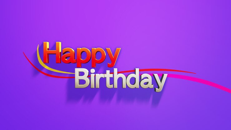 Modern Happy Birthday colorful with waves on fashion purple gradient