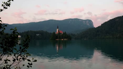 beautiful lake bled at sunrise in slovenia