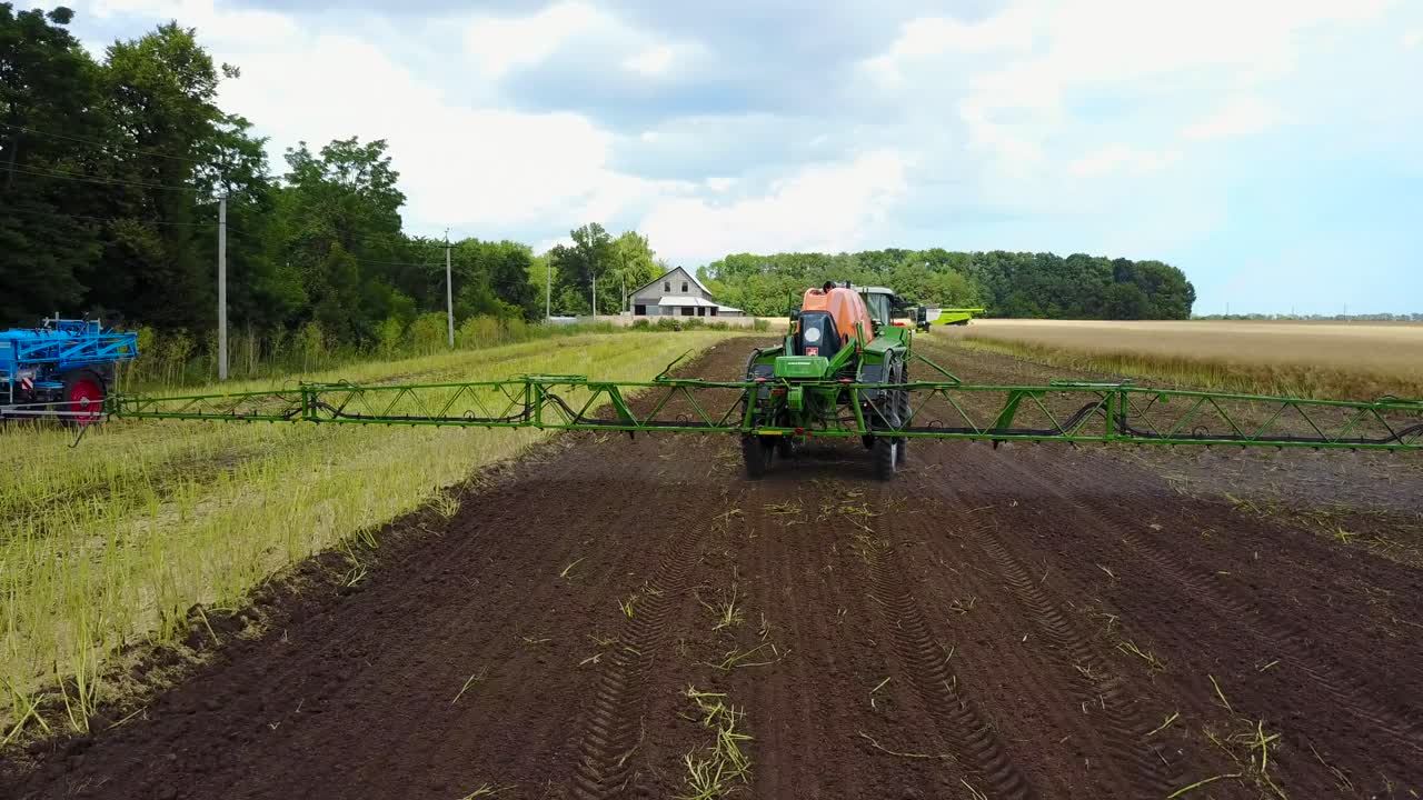 Self-Propelled Agricultural Sprayer. VINNITSA, UKRAINE - JULY 2017: Self-propelled agricultural sprayer on a country field