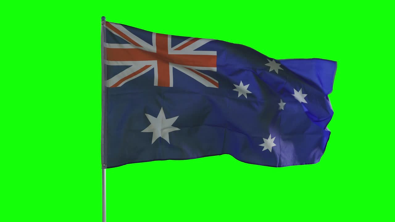 뉴질랜드의 국기가 발 기둥에 흔들리고 있다.