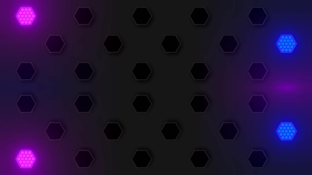 Abstract Hexagon Pattern with Neon Lights