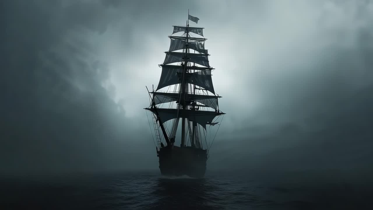 A Ship Sailing Through a Foggy Sea