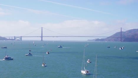 golden gate bridge and boats in san francisco bay