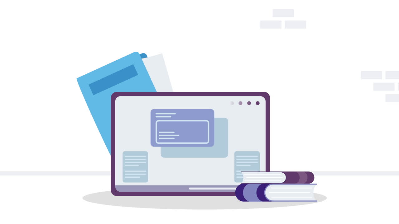 dispositivo de tableta con libros de animación