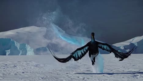 fantasy penguin with wings in the arctic