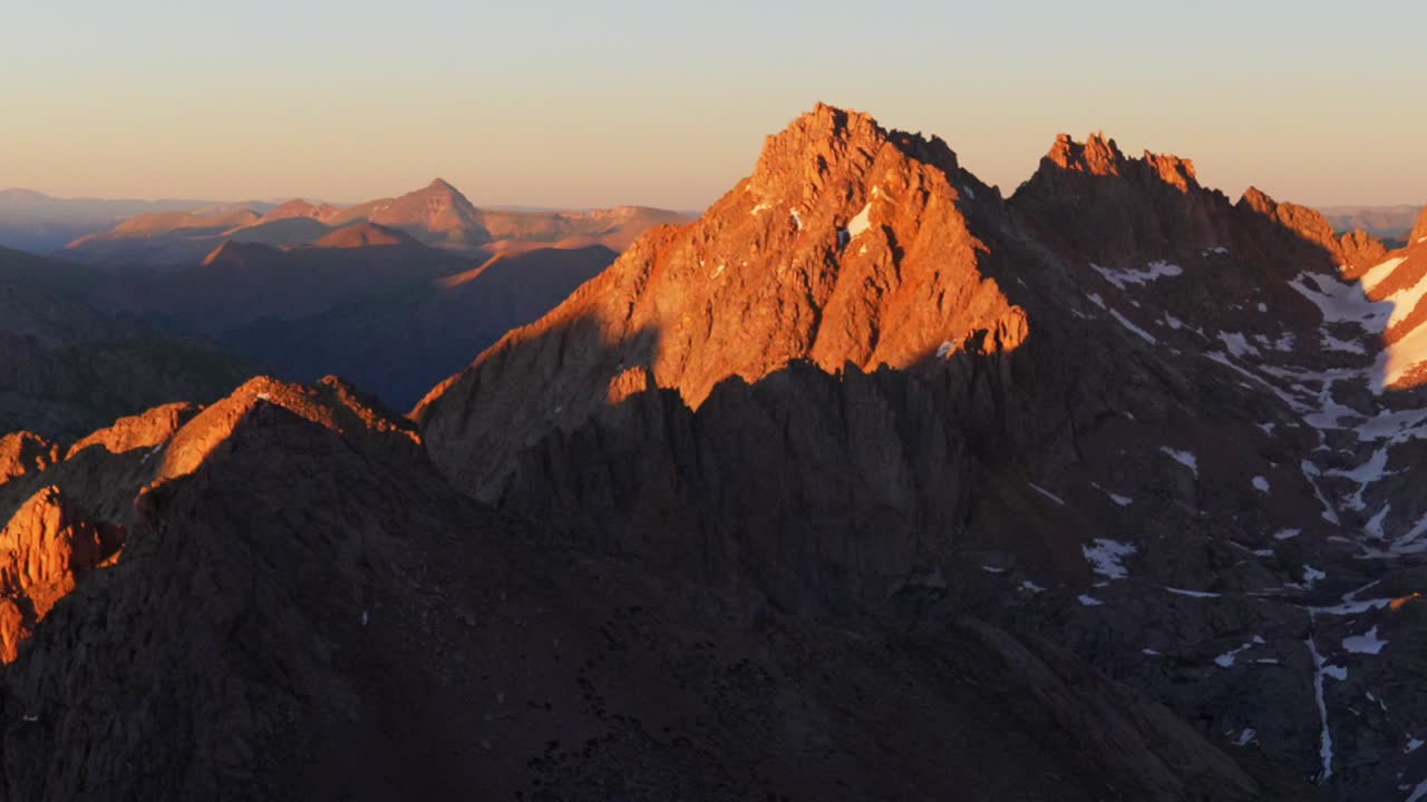 Sunlight Windom Peak summer summit sunset Mount Eulos North snowcap fourteener Colorado San Juan Range Chicago Basin Rocky Mountains Silverton Durango July stunning Rugged Needles pan right zoomed in