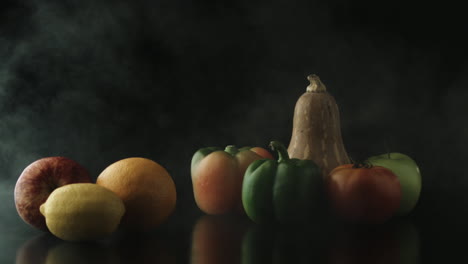 slow-mo of smoke on vegetables