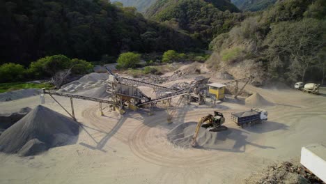 cement machinery, limestone and clay extraction, crushing, and mixing , aerial view