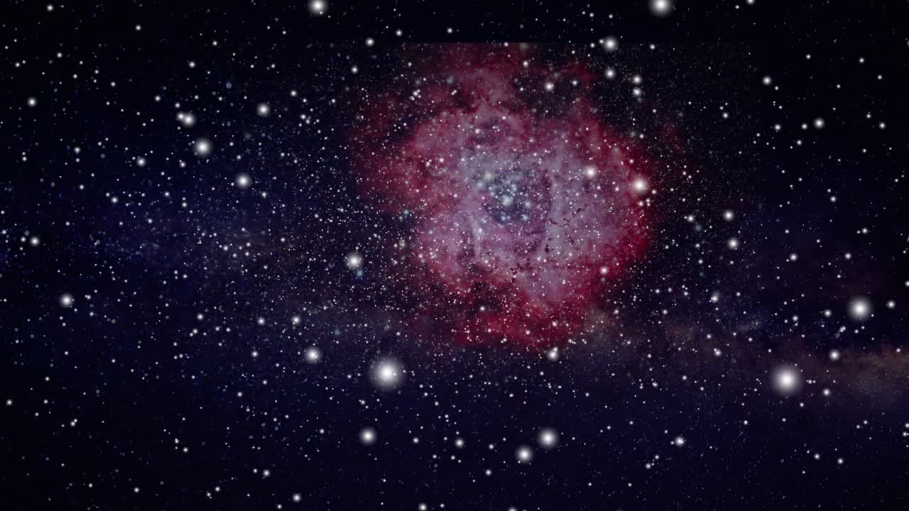 Seamlessly loopable animation of flying through glowing nebula and stars