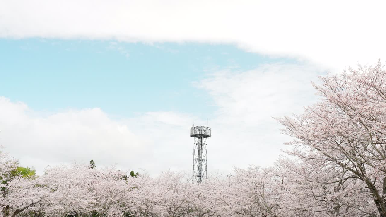 구름 속의 을 통해 파란 하늘을 볼 수 있는 봄 풍경