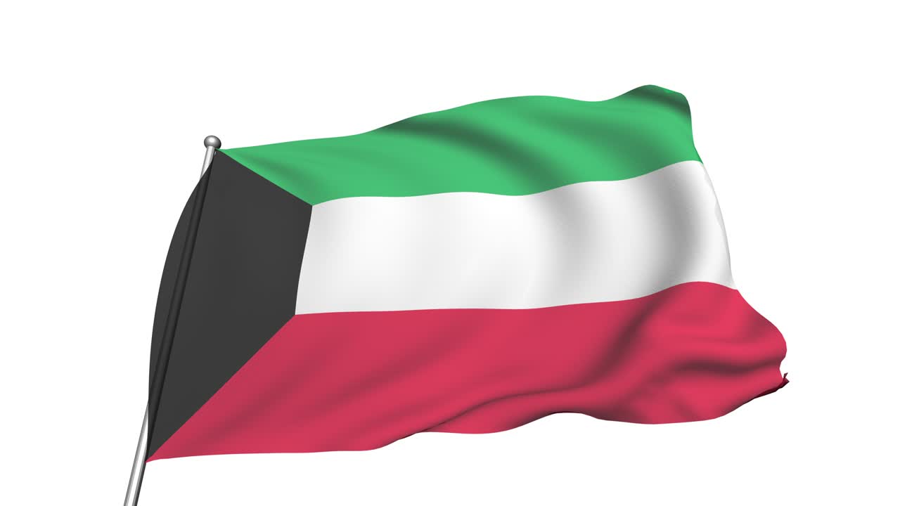 bandera de kuwait en el viento (canal alfa, semitransparente, en bucle)