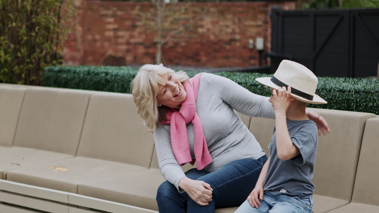 Grandmother and Grandson Enjoying Time Together Outdoors