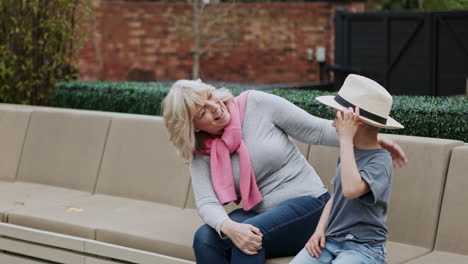 grandmother and grandson enjoying time together outdoors